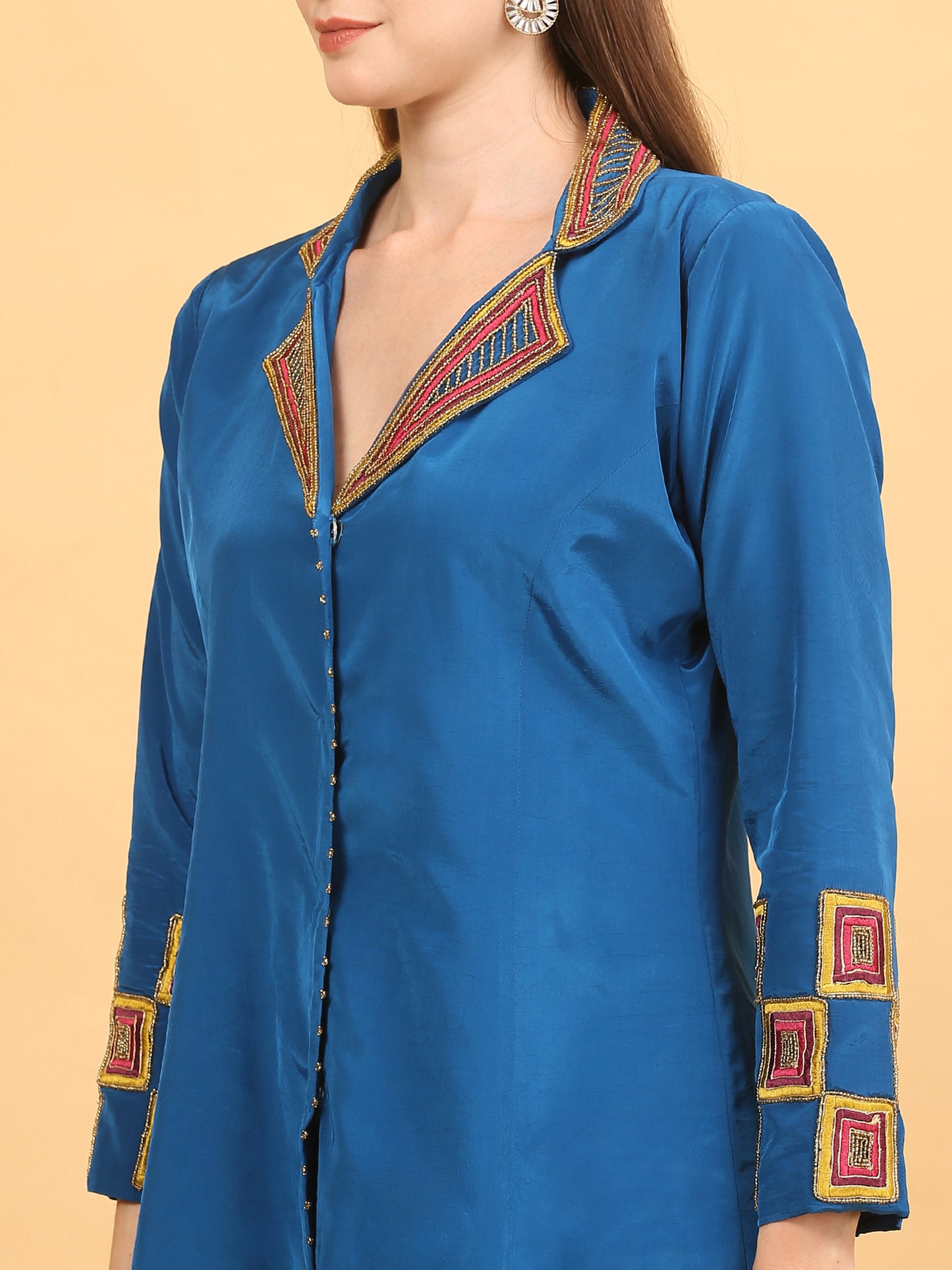 Blue Sharara and Jacket Set