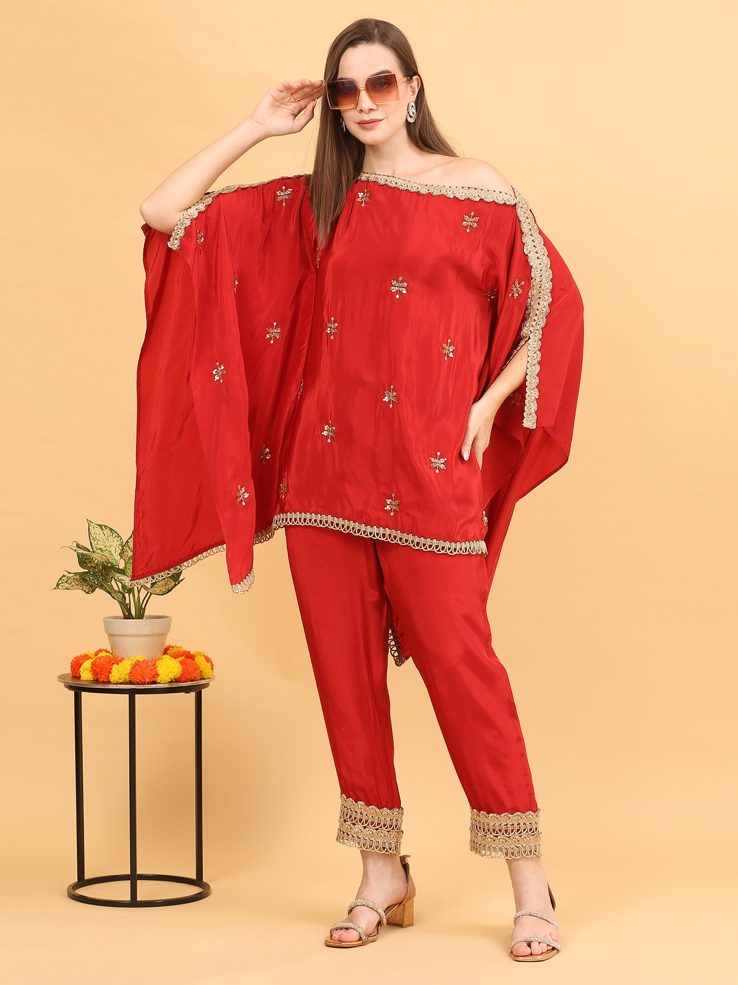 Brick Red Kaftan Set