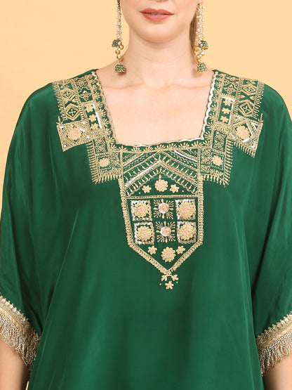 Green Kaftan and Sharara Set